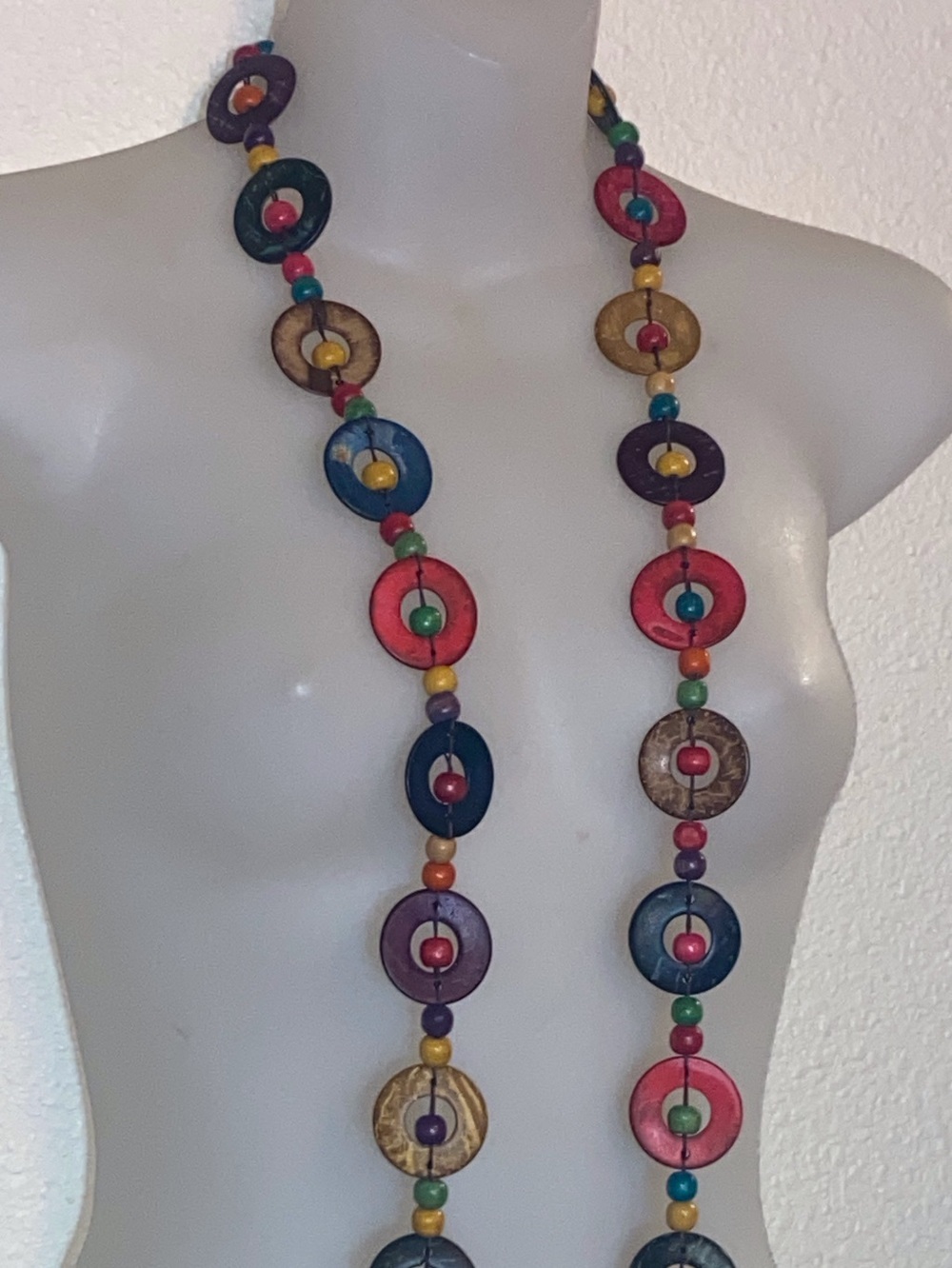 Handmade Coconut Button Colorful Multi-Disc Beaded Necklace - Women Jewelry